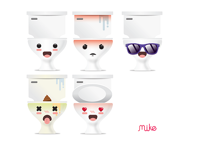 toilet mood faces character fun illustration vector