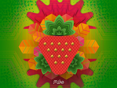 strawberry Dribbble art design digital flat icon illustration vector web
