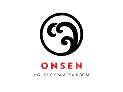 Onsen Holistic Spa and Tea Room branding holistic spa logo onsen waves weathered