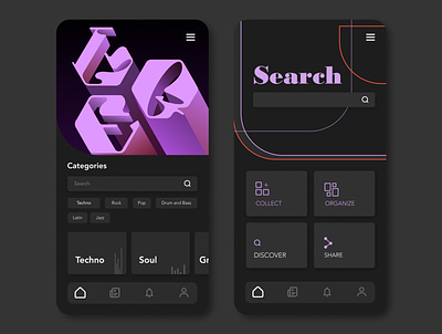 Dark UI mobile typography ui