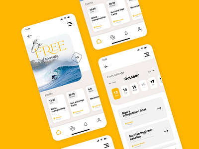 Surf community app concept UI app appdesign application design events mobile mobileui surf ui