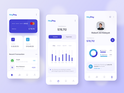 HeyPay - Money Management App app clean clean design desain finance app financial app mobile ui money app money management typography ui ui design user interface ux