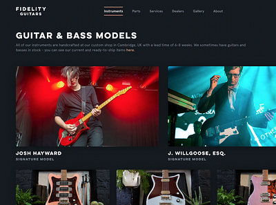 Fidelity Guitars - First Draft dark ui ecommerce guitars