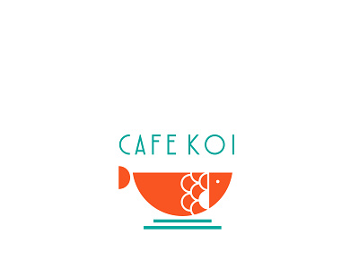 CAFE KOI branding cafe cafe logo café coffee design fish flat illustration koi fish logo minimal vector