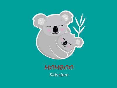 MOMBOO baby bamboo logo branding cute design illustration kids kids store koala logo minimal mother vector