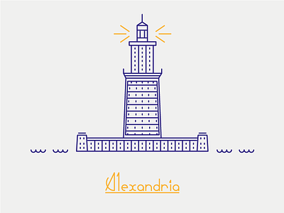 Alexandria alexandria city egypt harbour lighthouse line art