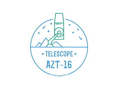 Telescope AZT-16 astronomy chile line art mountain observatory sky stamp star telescope