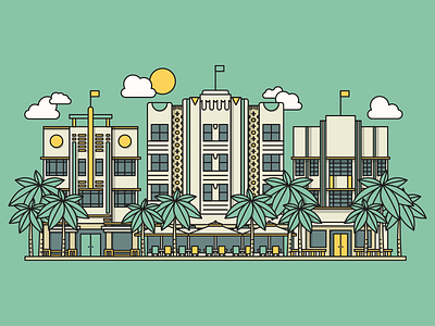 Miami adventures architecture art deco illustration miami