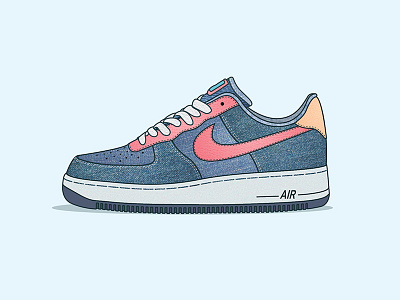 Air Force Low air air force classic flat illustration low nike shoes sneakers spring trainers vector