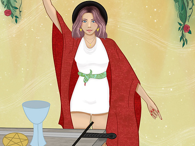 magician tarot card woman as in