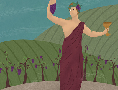 Greek God Dionysus drawing illustration procreate