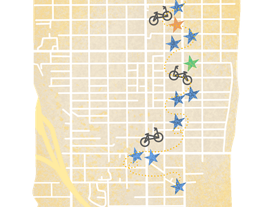 City of South Tuscon Bicycle Event digital art drawing editorial illustration map photoshop art procreate
