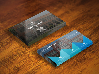 SCHOOL BUSINESS CARD black blue business cmyk colorful design education illustrator institute mnimalist modest school simplistic white