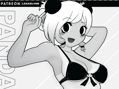 Panda Ko anime bikini halftone lexxielynn manga nsfw original character panda ko vector vector illustration vectorart