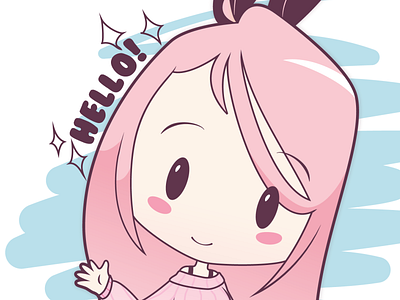 Hello Lexxie! anime chibi cute cute art girl happy heart illustraion love pink sweater vector vector art