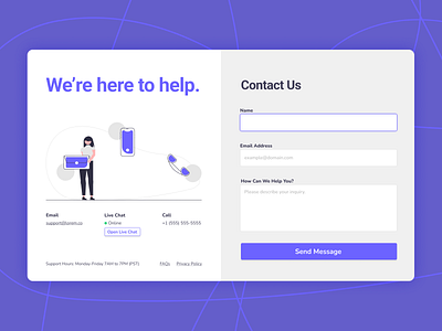 DailyUI #28 : Contact Us contact form dailyui design landing page ui