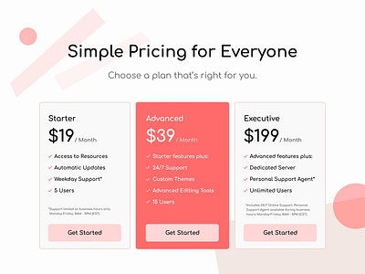 DailyUI #30 : Pricing dailyui design landing page pricing table ui