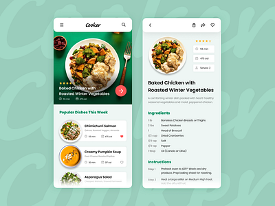 DailyUI #40 : Recipe app dailyui design food recipe ui