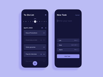 DailyUI #42 : ToDo List app dailyui design ui