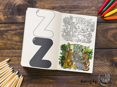 Letter Z coloring book carton children book illustration childrens book color coloring book design illustration