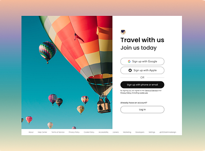 Log In Screen design login signup travel ui