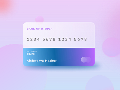 Debit/Credit Card using Glassmorphism UI design glass effect graphic design ux