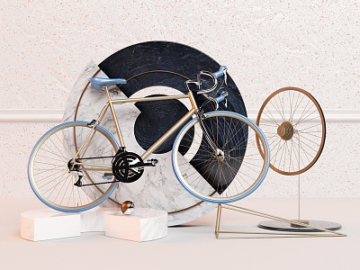 Bicycle 3d art direction bicycle c4d geometric shapes