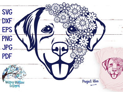 Floral Dog Face SVG crafts cricut cut file design bundles illustration png svg vector