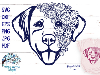 Floral Dog Face SVG