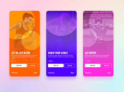 Fitness app onboarding fitness fitness app gradients onboarding onboarding screens onboarding ui sign in sign up ui ux