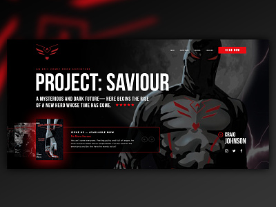 Project Saviour: Home Page Banner UI/UX adobe xd banner comicbook comics hero homepage ui ux webdesign website design