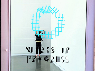 Works in Progress art show design exhibition graphics identity logo typography vinyl