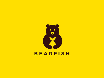 Bear logo design yellow branding design flat graphic design icon illustration illustrator logo minimal vector