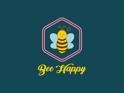 Happy Bee Logo Concept bee brand identity branding business custom elegant flat graphic design happy icon illustration illustrator logo logo design logo designer minimal minimalist logo modern professional unique