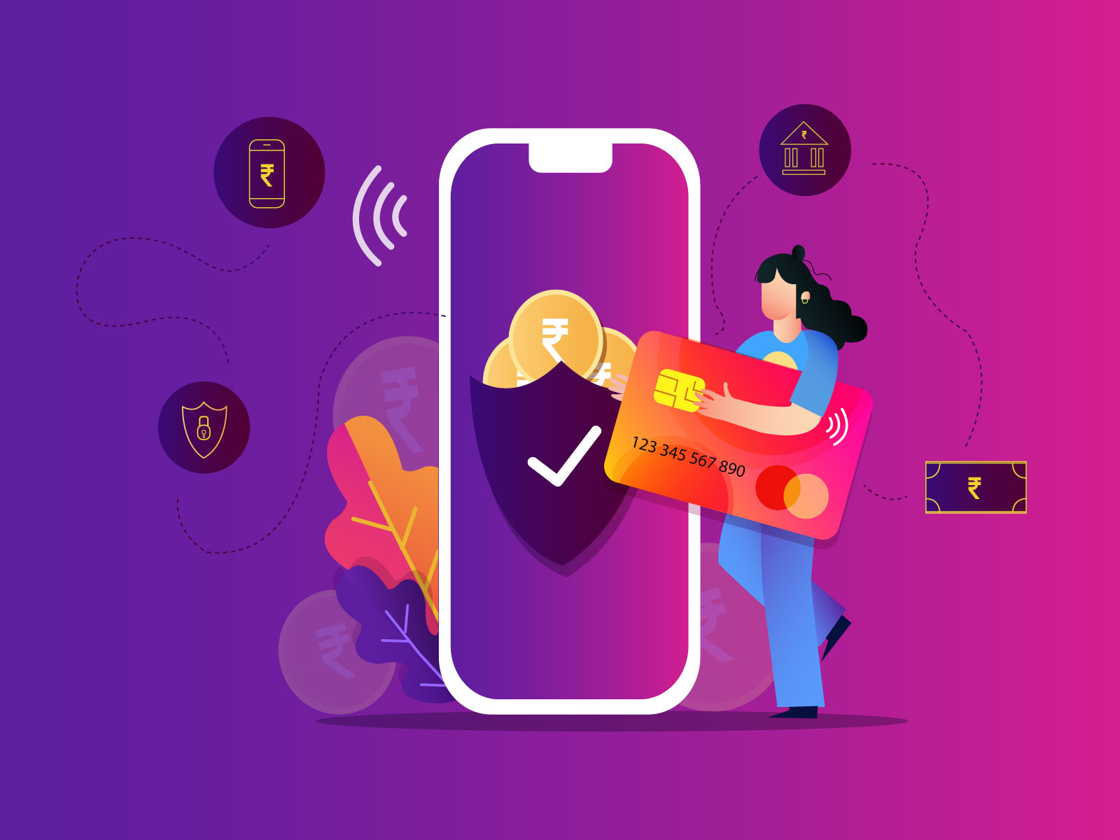 Mobile banking Digital Transactions Illustration by Balamurugan BFA