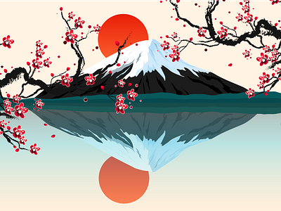 Japan Cherry blossom illustration vector