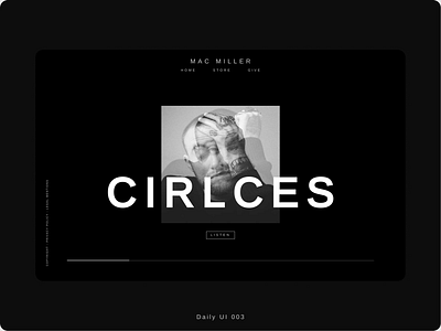 Daily UI 003 - Landing page daily ui daily ui 001 dailyuichallenge design mac miller minimal ui ui design ux ux design