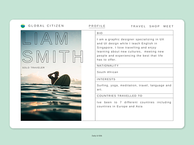 Daily UI 006 - User profile daily ui daily ui 001 dailyuichallenge design minimal ui ui design ux ux design web