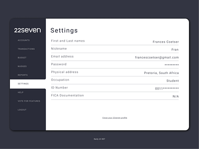 Daily UI 007 - Settings