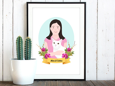 Personalized Person & Pet Poster cute illustration people personalized pet vector