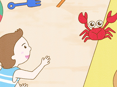 A day at the beach ananmyrah beach beach towel beachball boy bright children book illustration childrens book crab happy illustraion soft summer vibrant