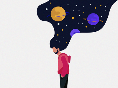 My univers character design drawing flat illustration galaxy graphic design illustration planets stars univers vector