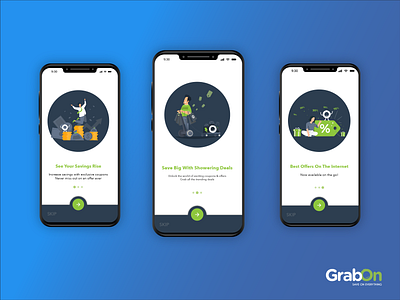 GrabOn App Onboarding Screens art branding design designs flatdesign grabon illustration illustrations mobile ui uidesign ux vector