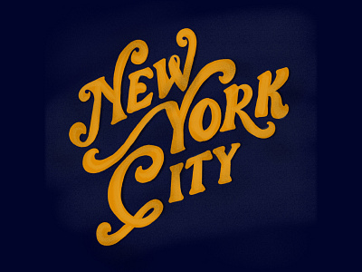 New York City blue custom hand lettering lettering navy new york nyc yellow
