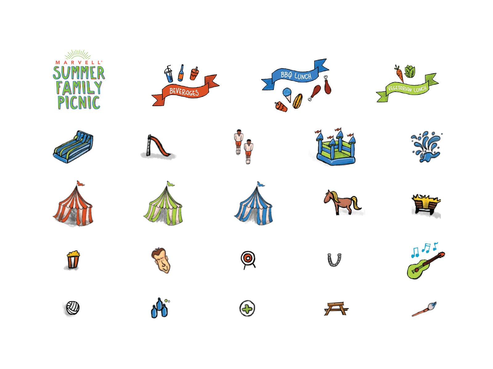 Summer Family Picnic Icons By Maria Black On Dribbble