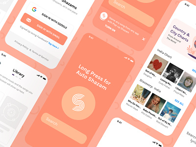 Shazam App Redesign minimal music music player orange redesign salmanwap shazam ui challenge ui design uplabs