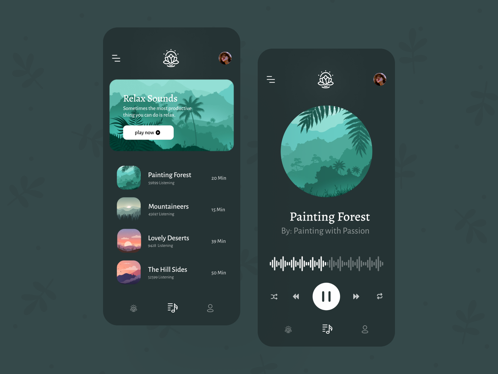 Calm Music Player (Dark Mode) by Salman Khan on Dribbble