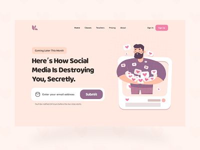 Landing Page: Hero Section coming soon education email email sign up header hero banner hero section homepage landing page salmanwap social media ui design