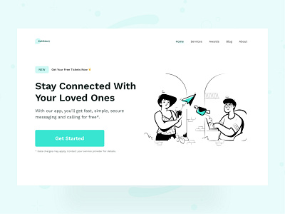 Messaging App Header concept connect header hero hero section homepage illustration messaging minimal navigation salmanwap web design website design