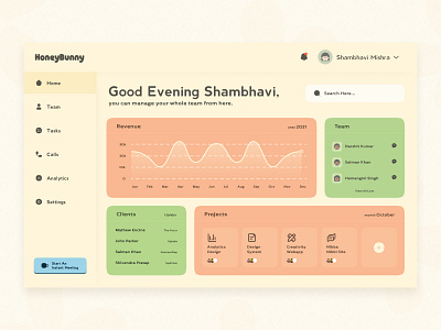 Colorful Dashboard analytics colorful cute ui dashboard dashboard u kawaii management minimal salmanwap team team management ui design